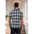 thumbnail image 3 of COOFANDY Mens Short Sleeve Shirt Plaid Button Down Vintage Shirt Gingham Untucked Shirts, 3 of 7