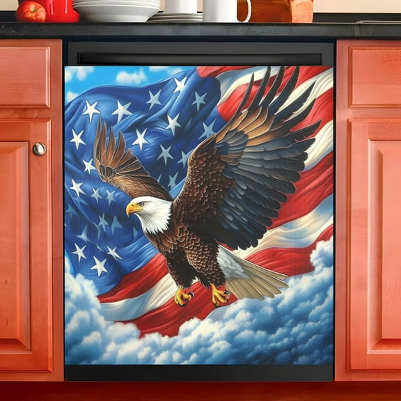 Ryvnso American Flag Eagle Dishwasher Magnetic Refrigerator Magnet Cover Kitchen Home Decorative 23"x26"