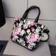 thumbnail image 1 of Bolsa Precioso bolso de lona con estampado de flores para mujer, bolso portátil para el almuerzo (negro) JShteea Para Estrenar, 1 of 6