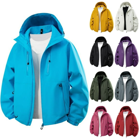 XUNKUSGA Women's Jackets Loose Breathable Hip Hop Hooded Jackets for Women Casual Solid Color Waterproof Windproof Clothes for Women with Pockets for Sport Outdoor Hiking S-4XL Blue