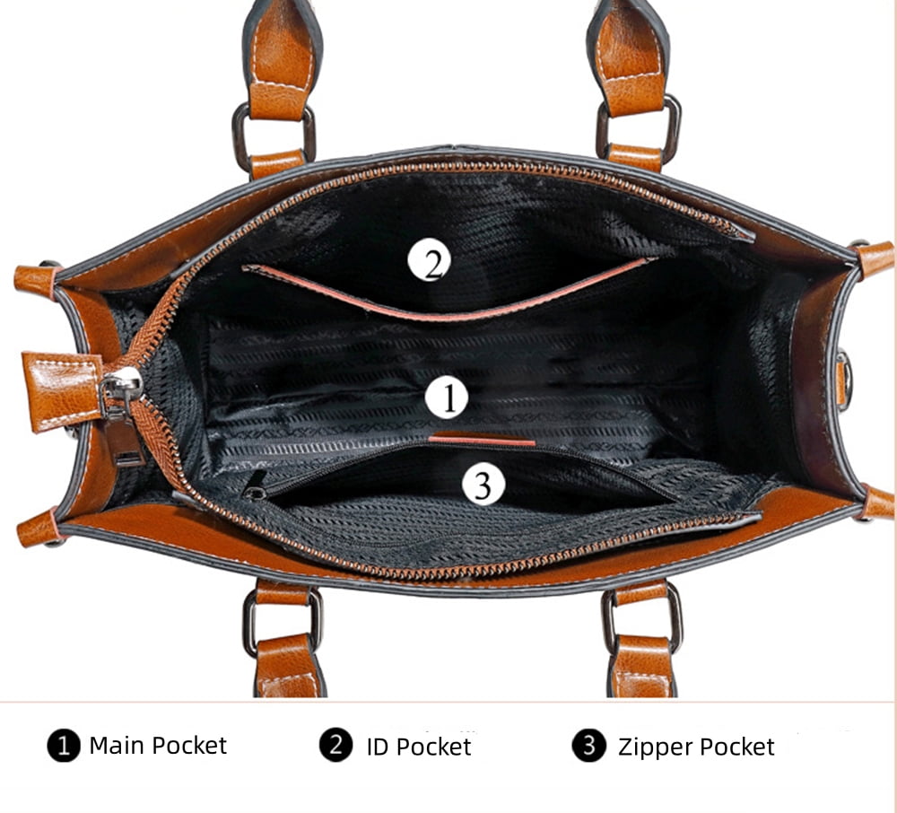 Genuine Leather Satchel Handbags for Women Large Shoulder Crossbody Bag Elegant Ladies Tote Purse with Zipper