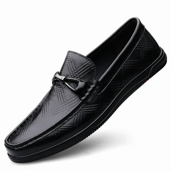 Men's Casual Loafers Slip On Leather Shoes Comfortable Lightweight Driving Shoes Male Moccasins Classic Penny Loafer Flats Boat Shoes Outdoor Walking Shoes