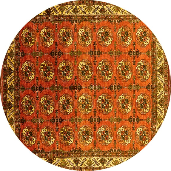 Ahgly Company Indoor Round Oriental Yellow Industrial Area Rugs, 8' Round