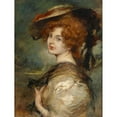 thumbnail image 2 of Leopold Schmutzler 12x14 Gold Ornate Wood Frame and Double Matted Museum Art Print Titled - Portrait of a Lady with Red Hair and Hat, 2 of 4