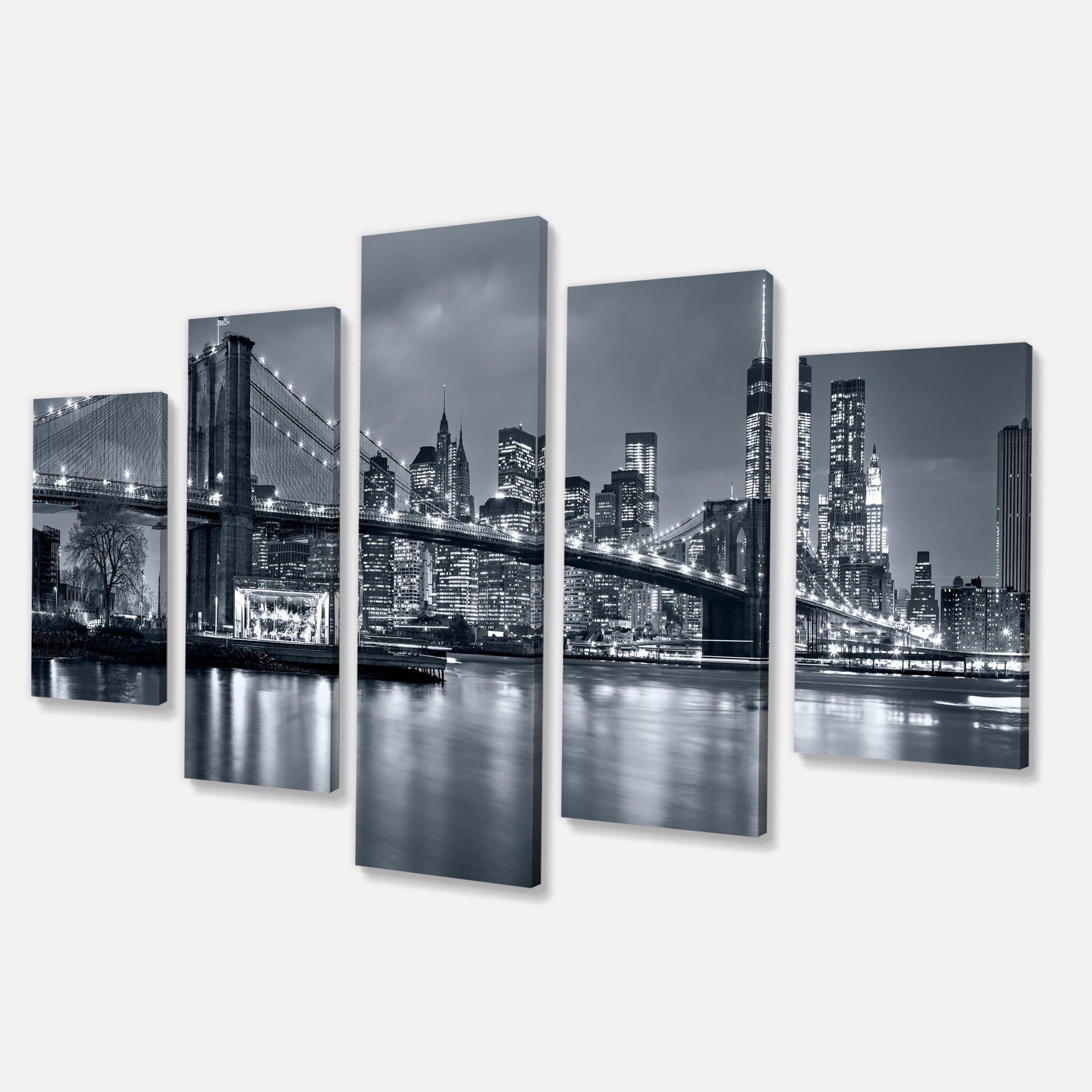 Design Art Panorama New York City at Night Cityscape Canvas Art Print