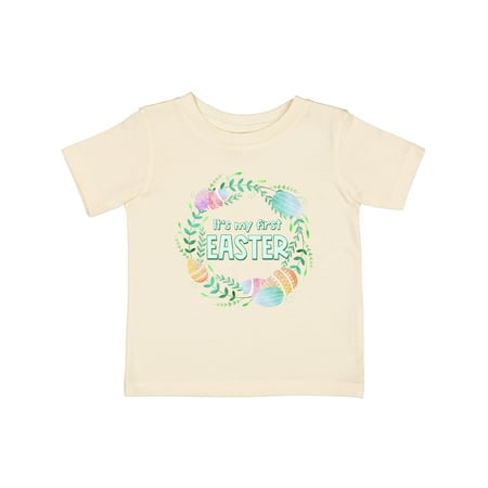 

Inktastic It s My First Easter Wreath Gift Baby Boy or Baby Girl T-Shirt