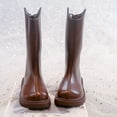 thumbnail image 4 of XIMIN Kid's Girls PU Leather Zipper Lug Sole Solid Color Boot Mid Calf Combat Knee High Riding Shoes Fall Winter Solid Color Cozy Boots, 4 of 7