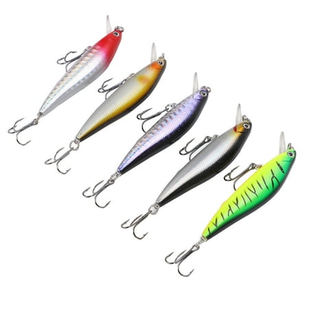 2024 5Pcs Fishing Bait Kit Minnow Floating Swim Lure with Build in Steel Beads for Freshwater Saltwater