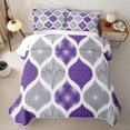thumbnail image 2 of Homewish Purple Boho Spiral Quilt Full,Abstract Geometric Full Bedspread Sets,3 Pieces, 2 of 7