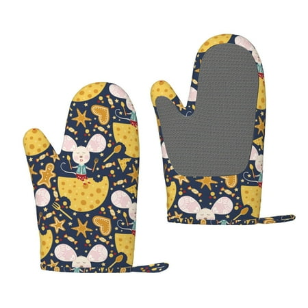 

Lafuoo Mouse Cheese Pattern Silicone Anti-Scalding Gloves Hanging Rope Gloves are Suitable for Kitchen Utensils for Kitchen Baking Cooking Outdoor Barbecue