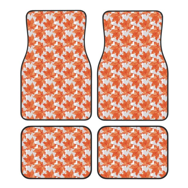 Fotbe Maple Leaves A Juego de 4 Tapetes para Auto con Estampado – Alfombrillas de Goma Reforzada, Diseño Antideslizante, Protección para Todo el Año – Vehículos, Autos, Camionetas y SUVs