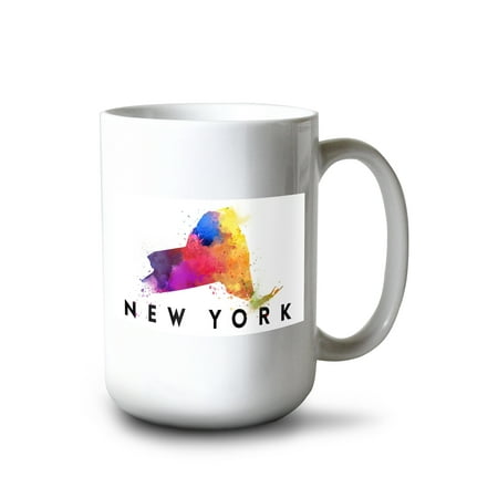 

15 fl oz Ceramic Mug New York State Abstract Watercolor Dishwasher & Microwave Safe