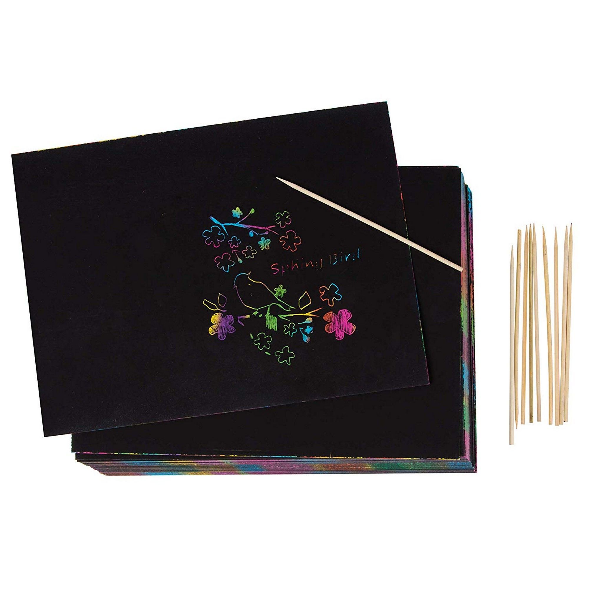 Rainbow Scratch Art Paper with 10 Stylus Pens 100Pack Rainbow Art