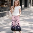 thumbnail image 6 of COEQINE Girls' Ruffled Wide Leg Trousers Open Bottom Flowy Long Trousers Lightweight Summer Pants Spring Outfit Baggy Sweatpant for 9-10 Y, Pink Navy Star Print, 6 of 8