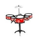 thumbnail image 3 of Batería para niños, batería de jazz para niños pequeños con baquetas y platillos, juguetes musicales para jugar 5 pads de batería rojos, 3 of 7