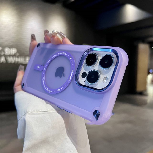Matte Clear for Magsafe Wireless Charging Magnetic Case For iPhone 16 15 14 13 12 11ProMax Plus Hybrid Silicone Hard Armor Cover Purple For iPhone 13 Pro