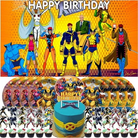 X-Men X Men Man for Party Supplies Birthday Decorations Plates Banner Kids Cake Toppers Set Decorations Decor