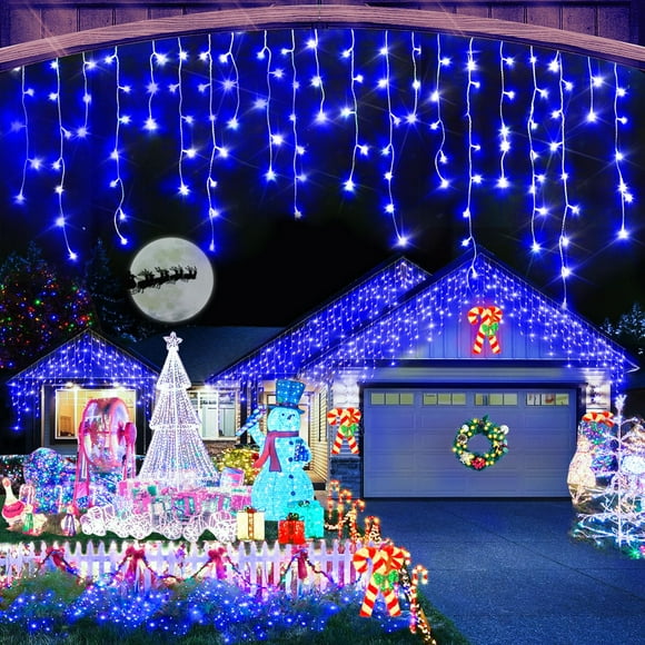 Guirnalda de luces Heceltt para exteriores, 50 m, 1600, LED, azul, resistente al agua