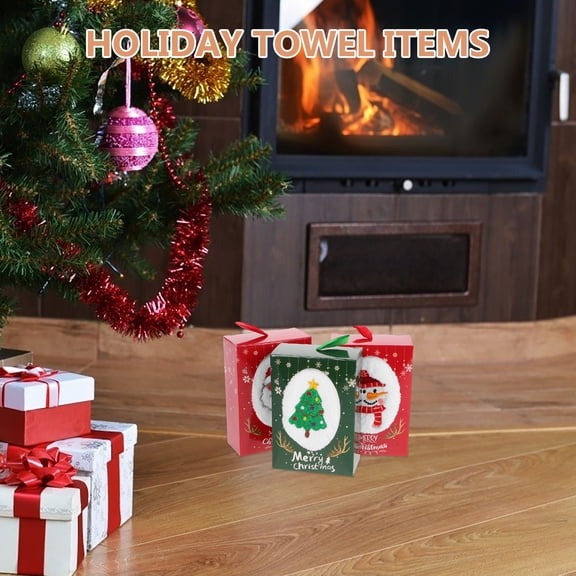 AURARMLET 3-Pack Holiday Hand Towels Multi-Color Christmas Kitchen and Bathroom Towels Soft Absorbent