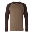 thumbnail image 2 of Bella 3000 Mens Jersey Long Sleeve Baseball Tee - Heather Brown & Brown, Extra Large, 2 of 2