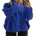 thumbnail image 1 of Pullovers Femme Taille Oversize Casual Col Rond Manches Longues Chunky Cable Knit Pull Chemisier Haut, 1 of 7
