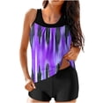 thumbnail image 2 of Blmnix Swimming Suits for Women Two Piece Swimsuit Modest Swimsuits Full Coverage Swimsuits Swim Tops Purple Crew Neck Swim Top,XL, 2 of 6