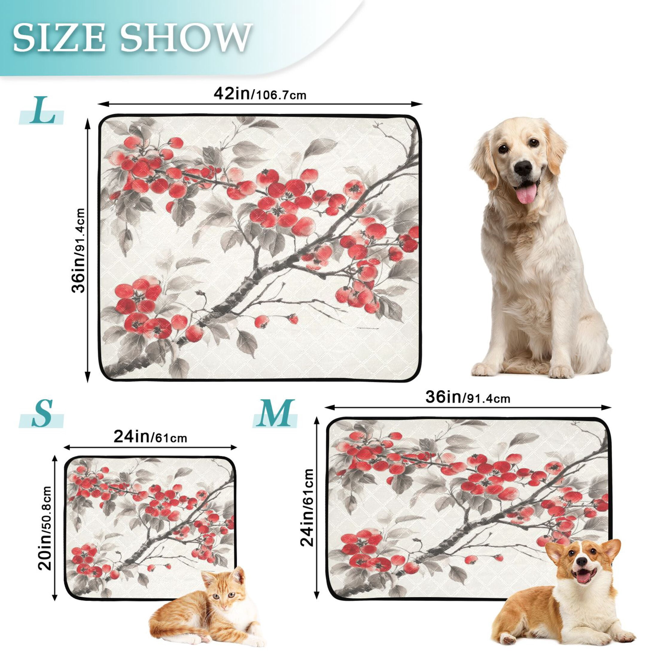 Qxltty Malus Spectabilis Cat litter Pads Pet Set of 2 Diaper Mats Center Anti-leakage Layer Absorbent Soft and Comfortable