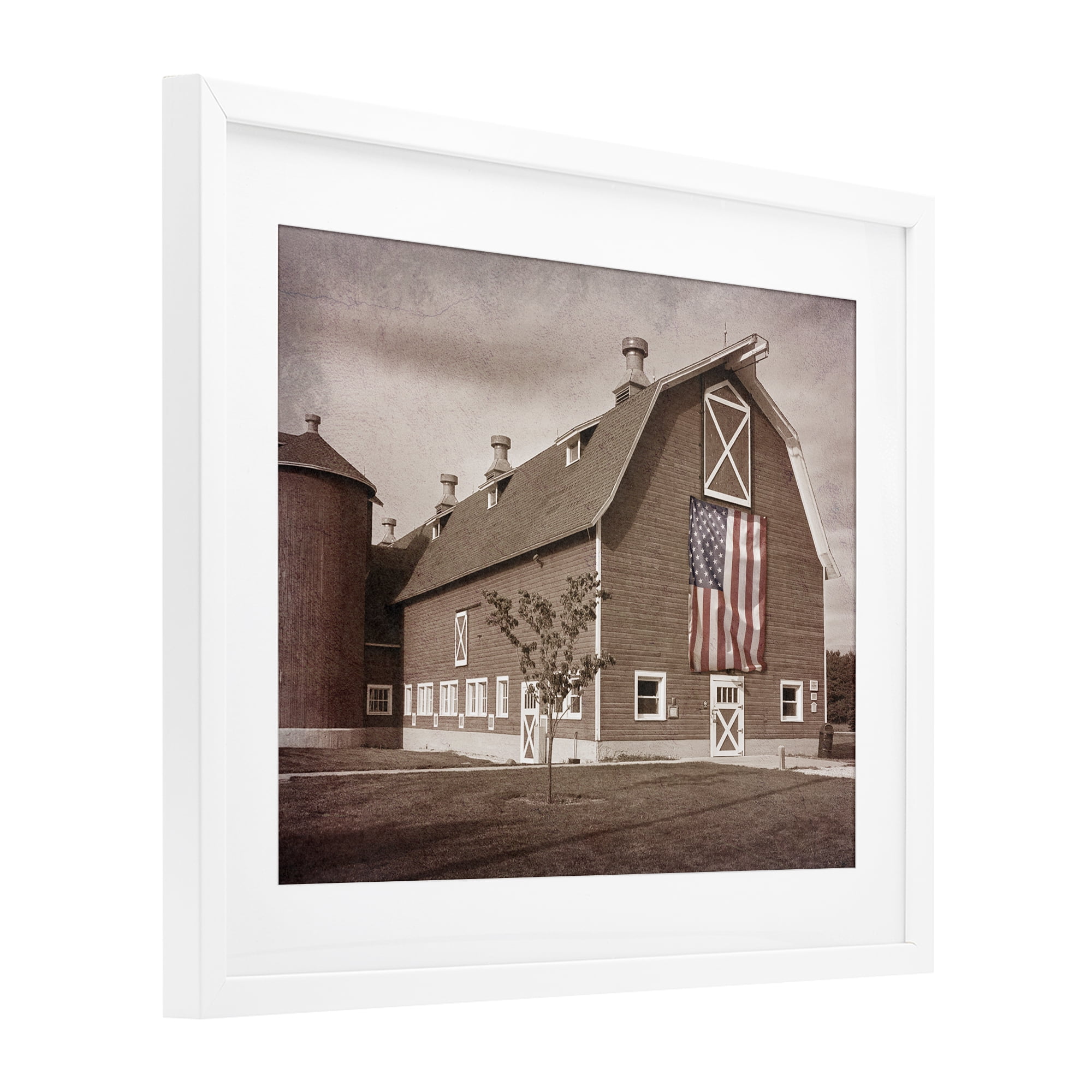 Stupell Industries Rural America Barn White Framed Print Under Glass, design by Marcus Prime