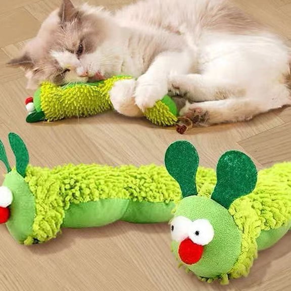 Caterpillar Catnip Plush Toy for Indoor Cats Soft Stuffed Kicker Toy Interactive Chew and Pounce Toy for Healthy Exercise and Boredom Relief Ages 0
