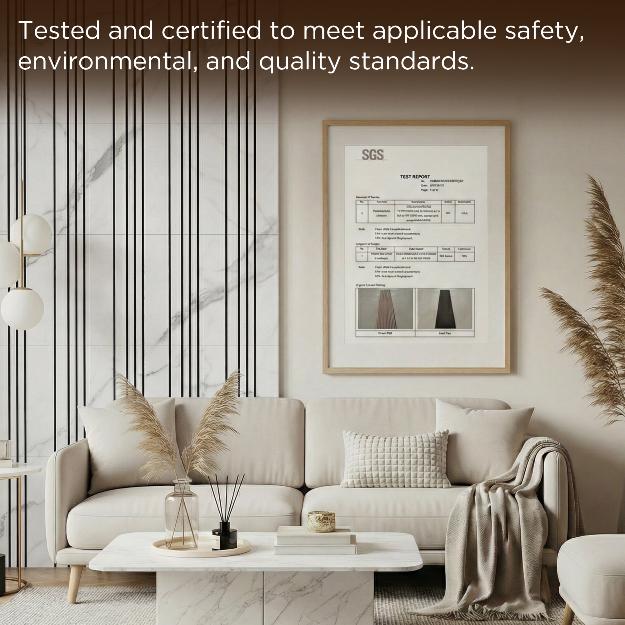 Fahomiss Modern Striped Acoustic Wood Slat Tiles 8-Pack 24"x24", 3D Soundproof Wall Panel, Marble