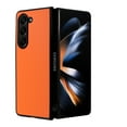 thumbnail image 6 of Case for Samsung Galaxy Z Fold 5, PU Vegan Leather Back & Hard PC Bumper Wireless Charging Shockpoof Protective Slim Anti-Scratch Phone Case for Samsung Galaxy Z Fold 5 - Orange, 6 of 8