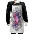 thumbnail image 1 of Watercolor Kids Apron, Illustration of a Mandala Inspired Design with Paint Splashes, Boys Girls Apron Bib with Adjustable Ties for Cooking Baking Painting, Purple Pink and Dark Grey, by Ambesonne, 1 of 2