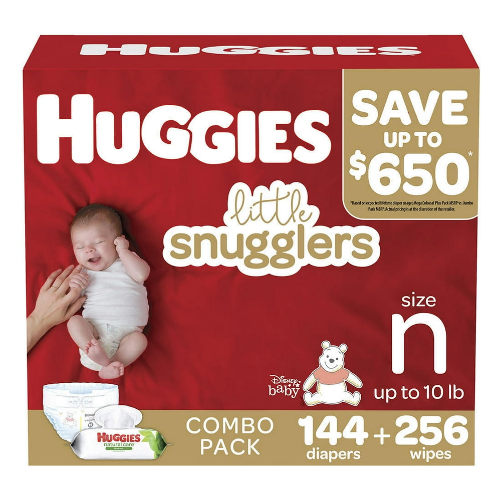 Huggies Little Snugglers Baby Diapers, Size N (Newborn up to first