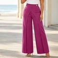 thumbnail image 2 of hlysgo Women's Wide Leg Pants Elegant High Waisted Asymmetrical Pant Business Casual Dress Trousers with Pockets Hot Pink,3xL, 2 of 6