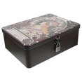 thumbnail image 1 of Vintage Tinplate Storage Box Lockable Small Cash Storage Box Jewelry Case with Lock, 1 of 3