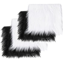 FabricLA Shaggy Faux Fur Fabric - 30" X 30" Inches Pre-Cut - Use Fake Fur Fabric for DIY, Craft Fur Decoration, Fashion Accessory, Hobby - 2 White & 2 Black Pack Fur Fabric