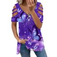 thumbnail image 1 of Cathalem Hauts pour Femmes Été Décontracté Automne Mignon Col Roulé Blanc T-Shirts, Violet m, 1 of 4