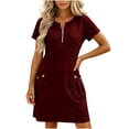 thumbnail image 3 of Dvprdro Womens Casual Beach Mini Dress 2026 Cotton Linen Crewneck Sleeveless Front Zipper Pockets Loose A Line Dress Solid, 3 of 10