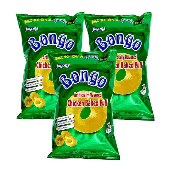 Bongo Snack from Fiji - Chicken Flavored Snack (Pack of 3), (156g / 5.5 Oz)
