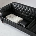 thumbnail image 4 of 86" PU Leather Chesterfield Sofa with Storage Seats, Modern Tufted 3 Seater Couch with Rolled Arms and Nailhead for Living Room, Bedroom, Black, 4 of 9