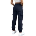 thumbnail image 5 of Endives Cargo Pants For Women Baggy Wide Leg Pant High Waisted Joggers Athletic Trousers Cuffed Pants With Pockets Dark Blue, 5 of 7