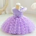 thumbnail image 3 of Alvivi Flower Girl Wedding Party Formal Gown Toddler 3D Butterfly Applique Tulle Tutu Princess Dress Lavender 9-12 Months, 3 of 7