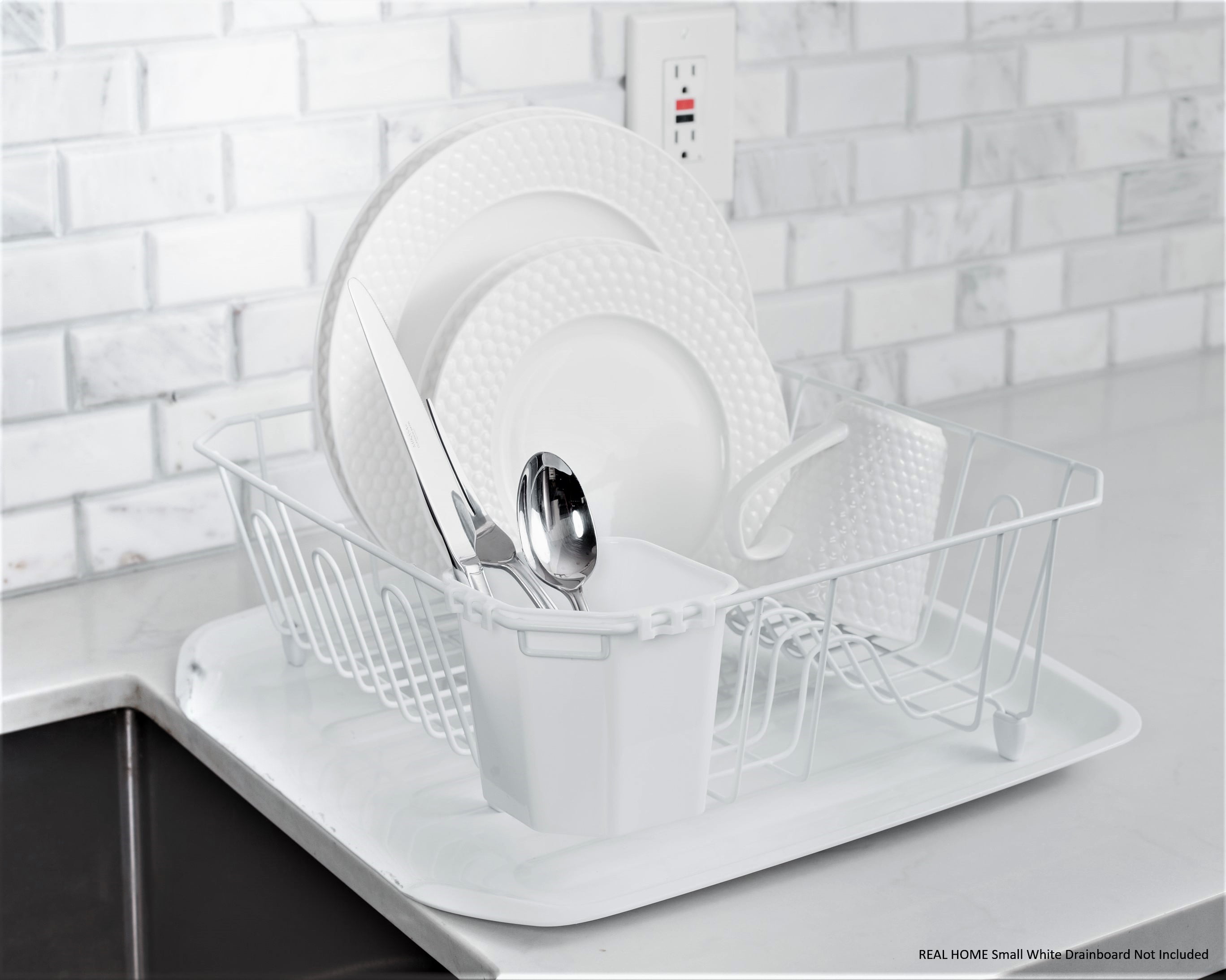 Real Home Innovations Small Dish Drainer, White 