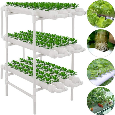 VEVOR Hydroponic Site Grow Kit 3 Layers 108 Plant Sites 12 Pipes Water Culture Garden Plant System (108 Plant Sites, 3