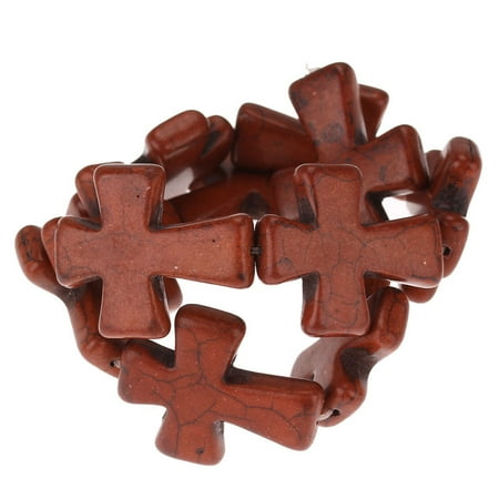 Strand Turquoise Cross - 1 Strand, Turquoise Red Brown Cross Spacer Loose Beads 3.7cmx3cm,40.5cm (16'')