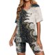 thumbnail image 4 of Puntoco Mujer Verano Manga Corta V-Cuello Tops Pantalones Cortos Cómodo Homewear Traje De Dos Piezas Conjuntos Liquidación Puntoco Puntoco-5256, 4 of 7