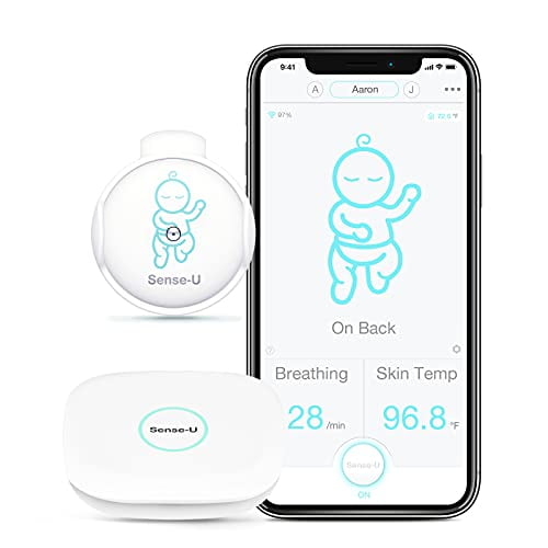 Baby Breathing And Rollover Monitor Monbaby White Smart Button 