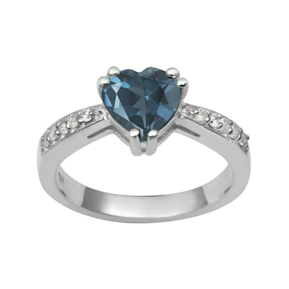 8 MM Swiss Blue Topaz 925 Sterling Silver Solitaire Women Promise Ring