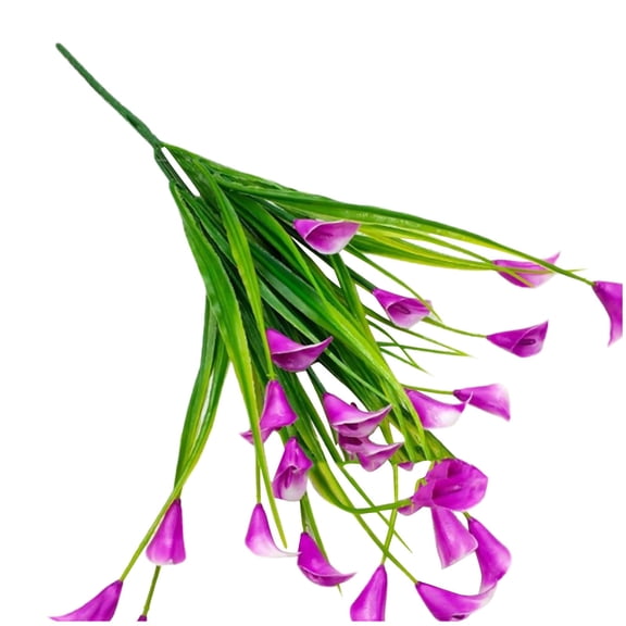 2 Pcs Artificial Calla Lily Flower, Fake Flowers Outdoor UV Resistant Silk Tulip Faux Plastic Greenery Shrubs Plants for Outside Planter Porch Garden Patio Decor