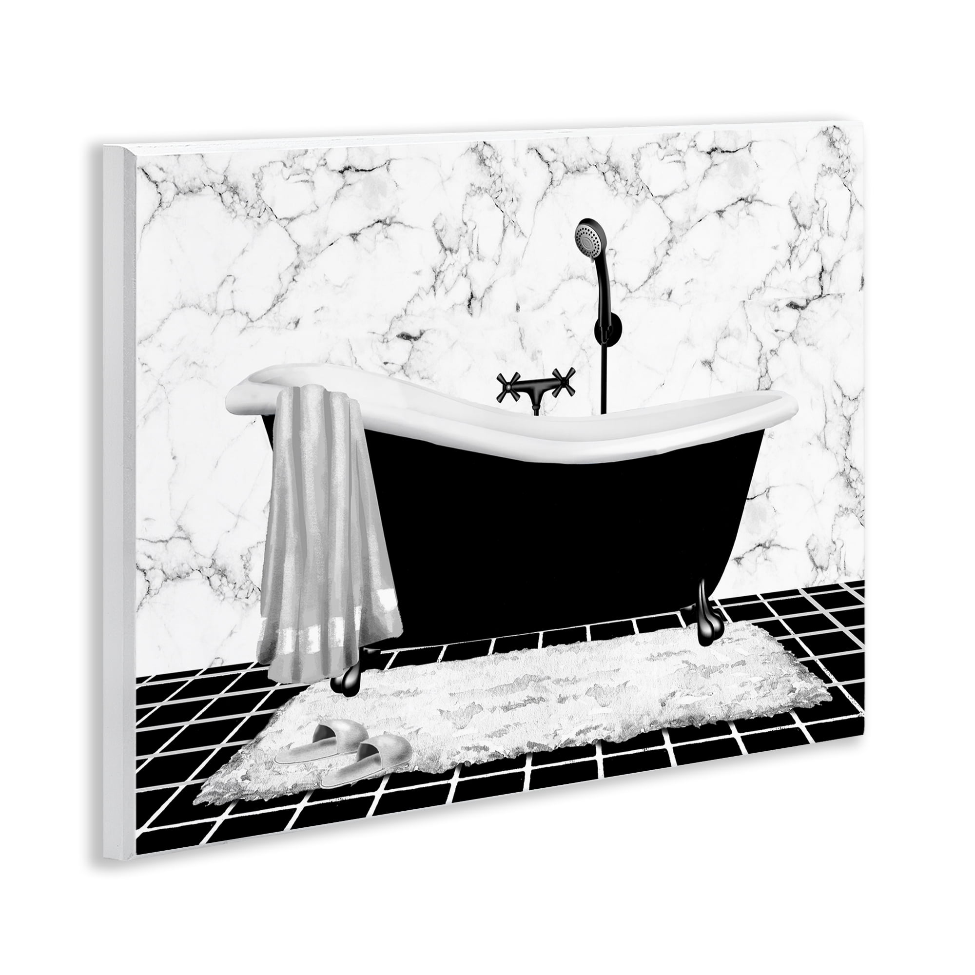 Stupell Industries Marble Pattern Tub Typography Painting Unframed Art Print Wall Art, 14 x 11